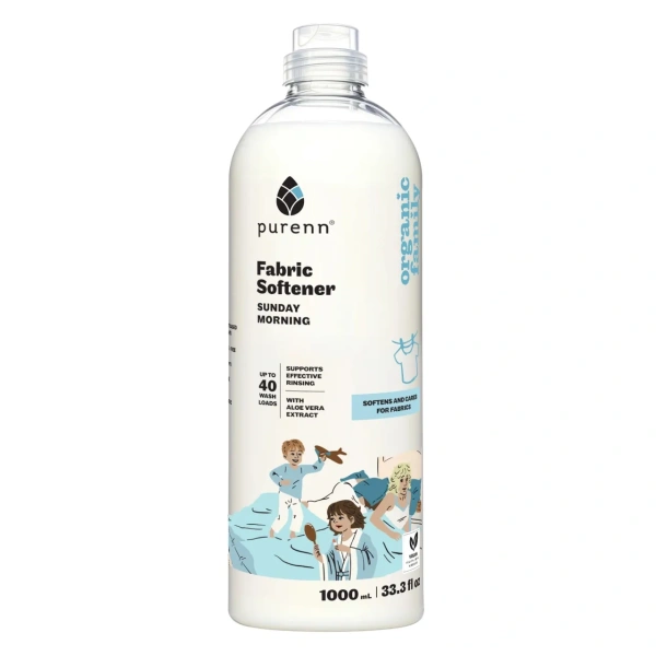 Ekološki omekšivač i sredstvo za ispiranje veša za bebe i decu sa blagim mirisom lavande – "SUNDAY MORNING", 1L - Purenn Organic Family